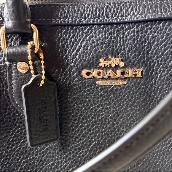 Coach Rowan Black pebbled Leather Satchel - Picture 2 of 11